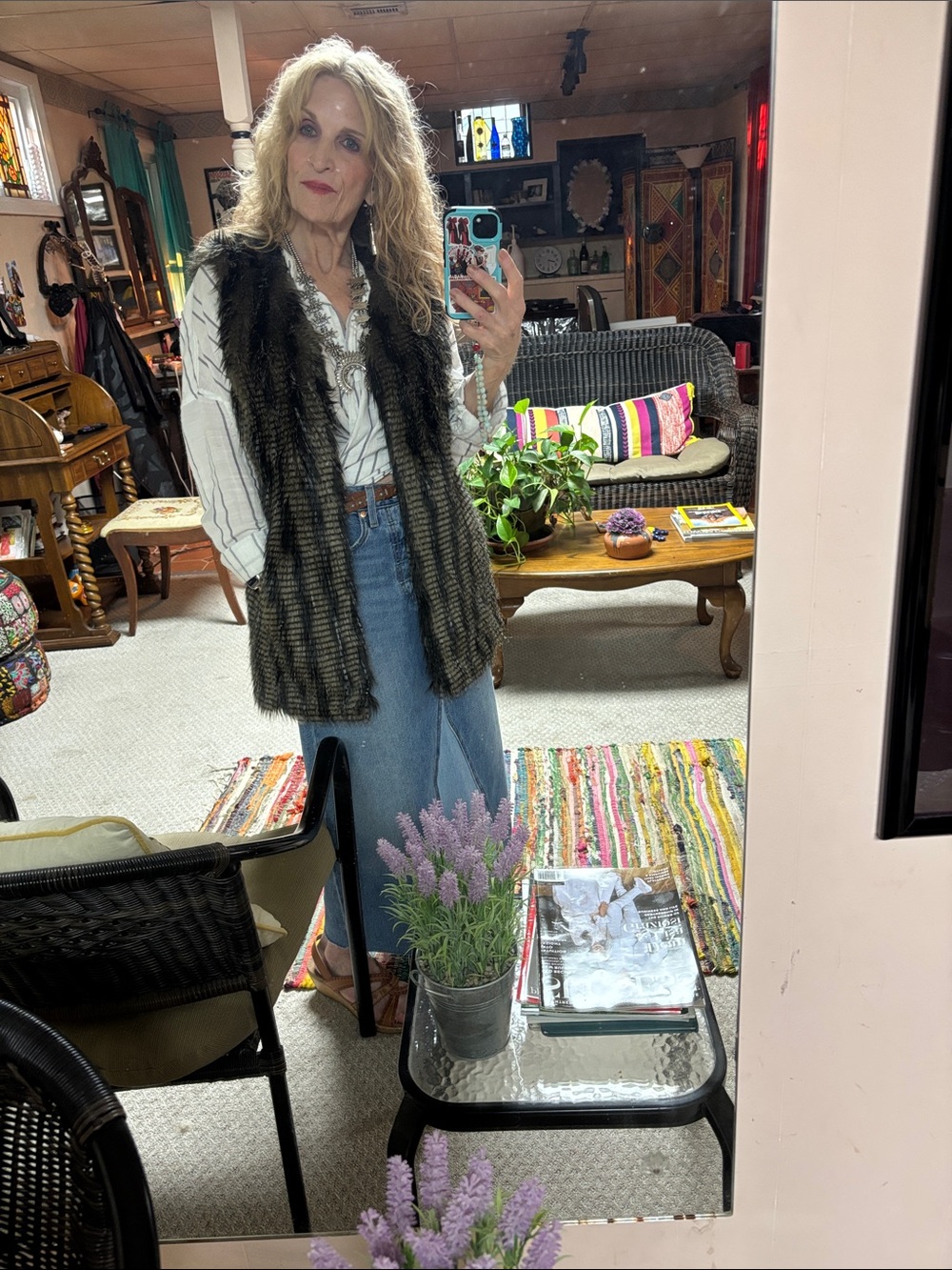 Chico's Black and Brown Faux Fur Sleeveless Vest - Picture 5 of 6